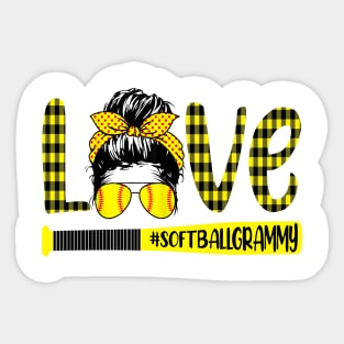 Grammy Life Messy Bun Hair Softball Baseball Mothers Day Gift Sticker